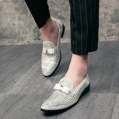 Men Evening formal Dress Rhinestone Shoes Loafers Casual Prom