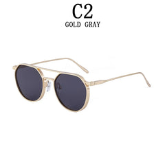 Sunglasses For Men Retro Oval Steampunk Round Shades Luxury Lunette