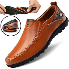 Leather Men Casual Shoes 2024 Summer Breathable Slip on Formal Loafers Men