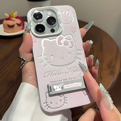 Pink Hello Kitty With Bracket Phone Case For iPhone 16 15 14 13 12 11 Pro Max X XR XSMAX 8 7 Plus Shockproof with Holder