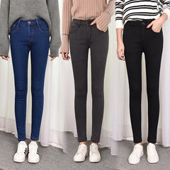 Winter Women Warm Velvet Jeans 2023 Casual Ladies Elastic Trousers
