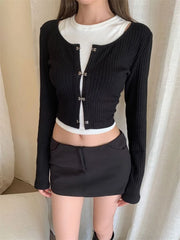 Crop Top Cardigan Popular Women's Top with Sleeve 2pcs Set Fashion Tank Top Y2k