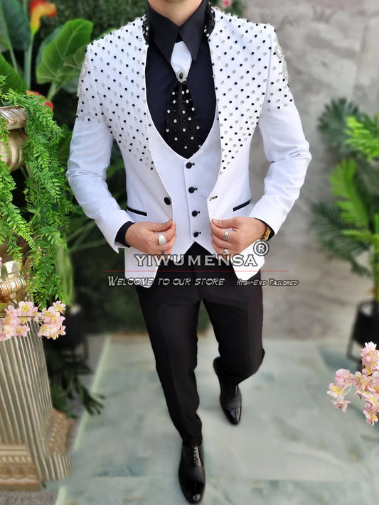 Tuxedo for Mens: Beaded Suits Men For Wedding Slim Fit Single Breasted Jacket