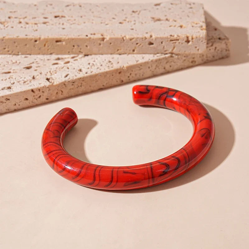 Fashion Unique Irregular Acrylic Cuff Bracelets for Women Simple Texture Multicolor Geometric Open Bangle Female Jewelry