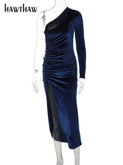 Formal attire Dresses: Women Elegant Long Sleeve Party Evening Velvet Bodycon