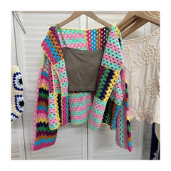 Colorful Sweater Coat Women's Autumn Fashion Unique Top Style Slim and Versatile