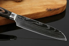 Professional Damascus Kitchen Knives Japanese Santoku Cleaver Slicing Knife Stainless
