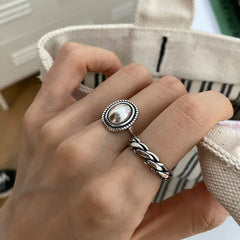 925 Sterling Silver Rings Couples Accessories INS Fashion Vintage Twist Design Round