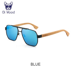 Sunglasses For Men Women Square Metal Sun Glasses Blue Lens