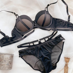Women Lace Underwear Hollow Push Up Bra Set Classic Bandage Adjustable