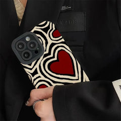 Love Hearts Phone Case For iPhone 13 16 14 15 Pro Max Plus 11 12 Mini XS X XR Soft Silicone Stripes Back Cover