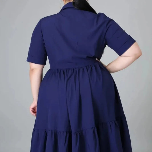 Fashion Plus Size Casual Blouse Dress Elegant Ruched Party Ladies Dresses for Women
