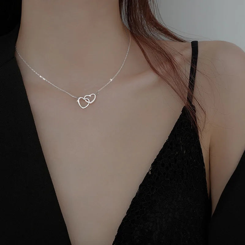 Y2K Accessories Fashion Peach Heart Water Drop Pendant Necklace Pink Crystal Egirl Sweet Cool Clavicle Chain Aesthetic Jewelry