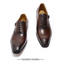 Classic Men's Genuine Leather Oxford Shoes Buckle Lace-Up Office Dress