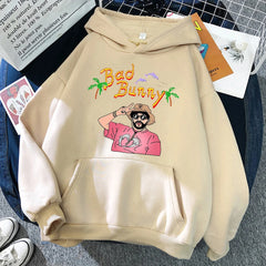 Bad Bunny Beach Vacation Print Women Clothing Fashion Oversize Hoodies Creativity