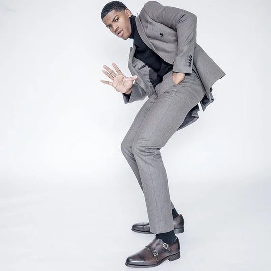 Tuxedo for Mens: Men's Double Breasted Buttons Peak Lapel Tuxedo 2 Pieces