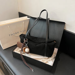 Women Shoulder Bag with Inner Pocket Flap Underarm Bag Solid Retro