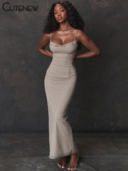 Formal attire Dresses: Maxi Dress Women Halter Spaghetti Lady Long Dresses Girls