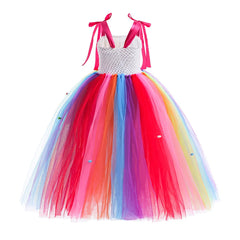 Girls Candy Dress Children Rainbow Lollipop Tulle Tutu Kids Holiday Stage