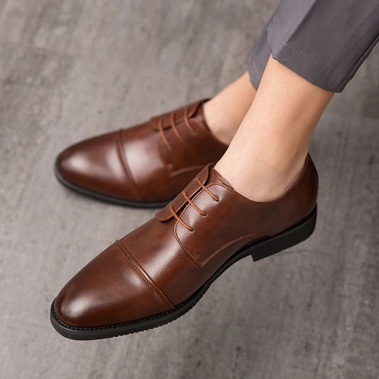 Classic Italian Style Mens Derby Formal Shoes Career Office Leather Shoes Pointy
