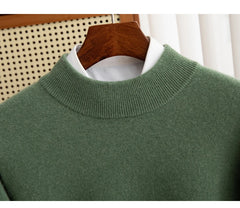 Fashion Men's 100% Wool Pullover Half-high Collar Sweater Autumn Winter Warm Top