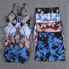 Yoga Sets Printing 1/2/3 PCS Gym Set For Women Seamless Leggings Bra Shorts