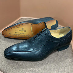 Italian Style Brown Black Genuine Leather Oxford Dress Shoes