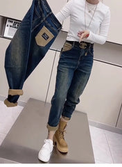 Y2k Women's Jeans Straight Leg Plus Size Pants Elastic High Waist Show Thin Daddy Pants