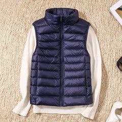 Down Jacket Women Sleeveless Ultra Light Down Vests Slim Jacket Girl Gilet Lightweight