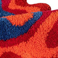 70s Retro Psychedelic Groovy Tufted Rug for Living Room Bedroom Fluffy Red Trippy