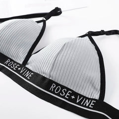 Women Cotton Bra Low Waist Panties Lingerie Set Letter Print Push Up Bras
