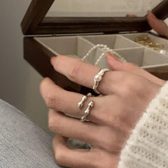 925 Sterling Silver Rings Party Jewelry Vintage Charm Double Layer