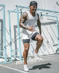 Running Shorts Men 2 In 1 Double-deck Quick Dry GYM Sport Shorts Fitness Jogging