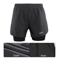 Men's Running Shorts Outdoor Sports Training Exercise Jogging Gym Fitness 2 in 1