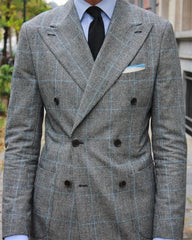 Tuxedo for Mens: Grey Plaid Suits Men‘’s Wedding Groom Tuxedo Business Blazer