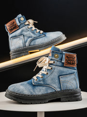 Men's high top denim boots, casual sports shoes, trendy and fashionable men's boots