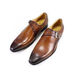 Luxury Men's Monk Strap Wedding Dress Shoes Alligator Print Genuine