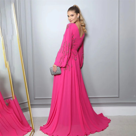 Homecoming Dresses: Occasion Dresses V Neck Long Sleeves Formal Gown