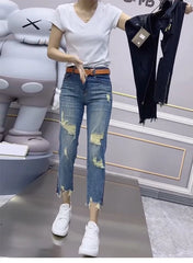Y2k Big Size Broken Totencel Jeans Women Straight Tube Summer Thin High Waist Fat
