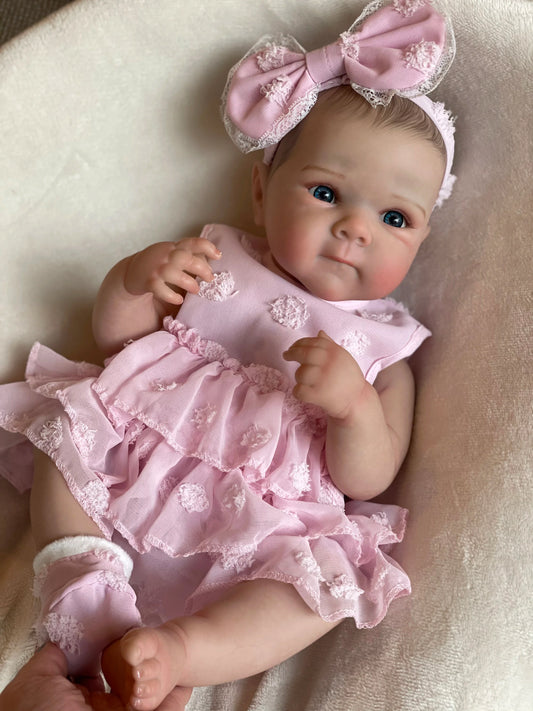 AnjoDoll Lovely Bettie Girl 45CM Full Body Soft Vinyl Doll Painted Reborn Doll With Painted Hair For Gift, Collectible Muñecas