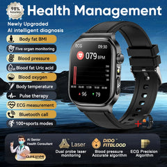 2025 New Five organ examination Health Care Smart Watch Men ECG+PPG Uric Acid Blood Fat Bluetooth Call Sports tracker Smartwatch