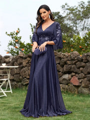 Homecoming Dresses: Short sleeve Navy Formal Evening Dress Cocktail Prom Gowns