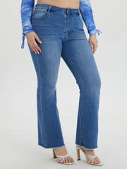 Spring Plus Size Light Blue Jeans for Women Curvy Stretchy Women Jeans