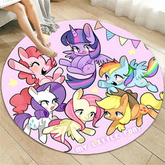 My Little Pony Printed Round Carpet for Living Room Rugs Camping Picnic Mats Flannel