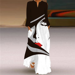 Formal attire Dresses: Long Dress Women Black Long Sleeve Loose Elegant Dresses