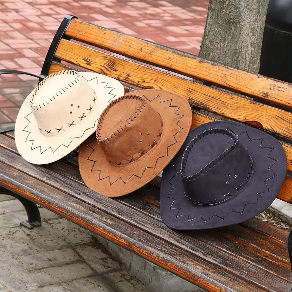 Women Men Cowboy Hat Western Suede Cowgirl Hats Fashion West Fancy Dress Party