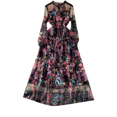 Formal attire Dresses: Long Sleeve Floral Print Prom Dresses