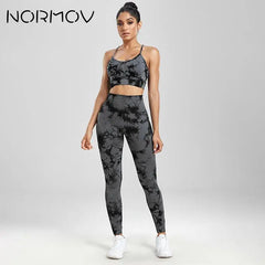 Yoga Sets Printing 1/2/3 PCS Gym Set For Women Seamless Leggings Bra Shorts