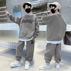 Autumn Children Boy Clothes Set Teenage Sweatshirts Pullover Top And Pants 2 Pieces Suit Fashion Letter Printed Tracksuits