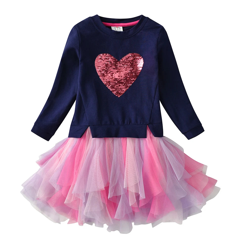 Children Sweater Dress For Girls Mermaid Patchwork Princess Tutu Dress